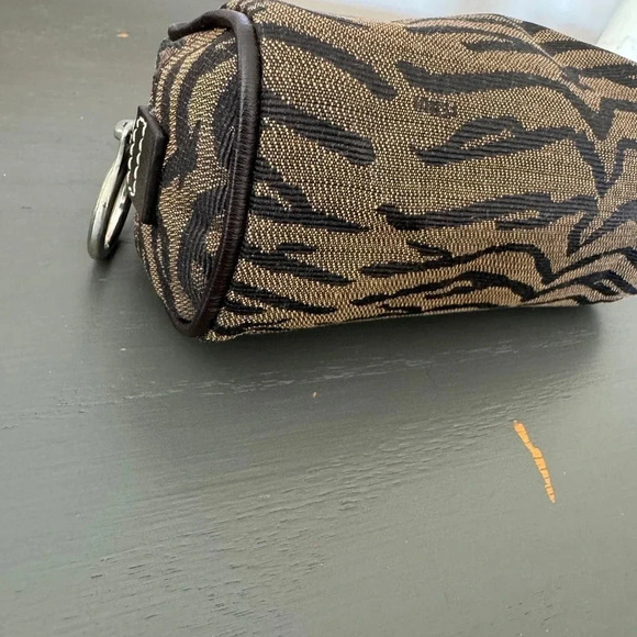 EUC  Fendi Zebra Animal Print Brown Fabric Bag Pouch Cosmetic Toiletry - Picture 7 of 11